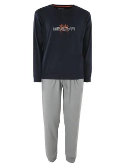 Givova Pigiama uomo in misto cotone interlock con logo - blu scuro