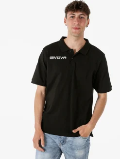 Givova Polo da uomo in cotone piquet a maniche corte - nero