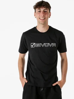 Givova T-shirt da uomo in cotone con logo - nero