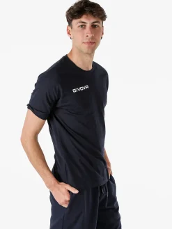 Givova T-shirt girocollo da uomo in cotone - blu scuro