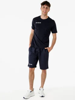 Givova T-shirt girocollo da uomo in cotone - blu scuro