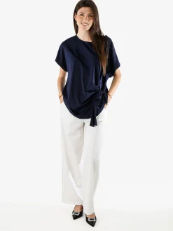 Glad Origin Maxi blusa da donna con fiocco laterale - blu scuro