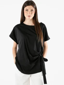 Glad Origin Maxi blusa da donna con fiocco laterale - nero