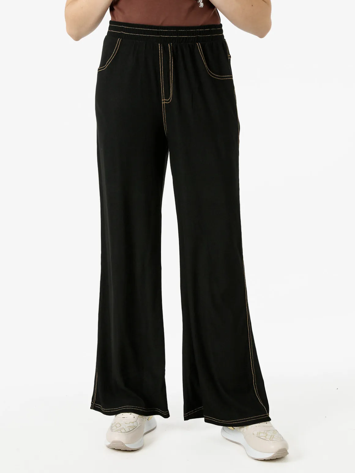 Gladys Jeggings donna a gamba larga con finale ampio - nero