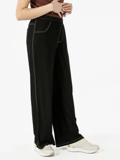 Gladys Jeggings donna a gamba larga con finale ampio - nero