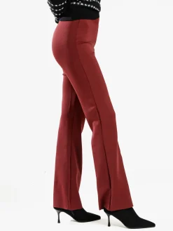 Gladys Leggings donna a gamba larga con finale in taglio vivo - bordeaux