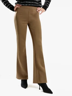Gladys Leggings donna a gamba larga con finale in taglio vivo - marrone
