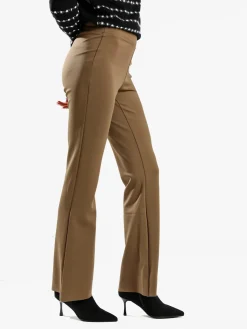 Gladys Leggings donna a gamba larga con finale in taglio vivo - marrone