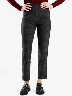 Gladys Leggings donna in pied de poule con interno in pile - blu scuro