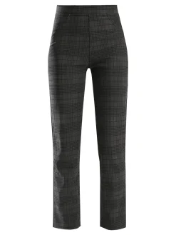Gladys Leggings donna in pied de poule con interno in pile - grigio scuro