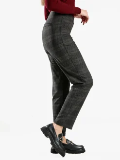 Gladys Leggings donna in pied de poule con interno in pile - grigio scuro