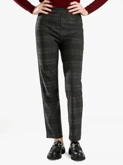 Gladys Leggings donna in pied de poule con interno in pile - grigio scuro