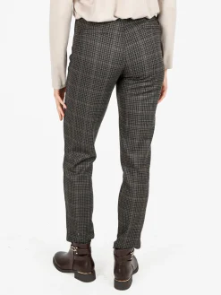 Gladys Leggings donna pied de poule con interno in pile - marrone