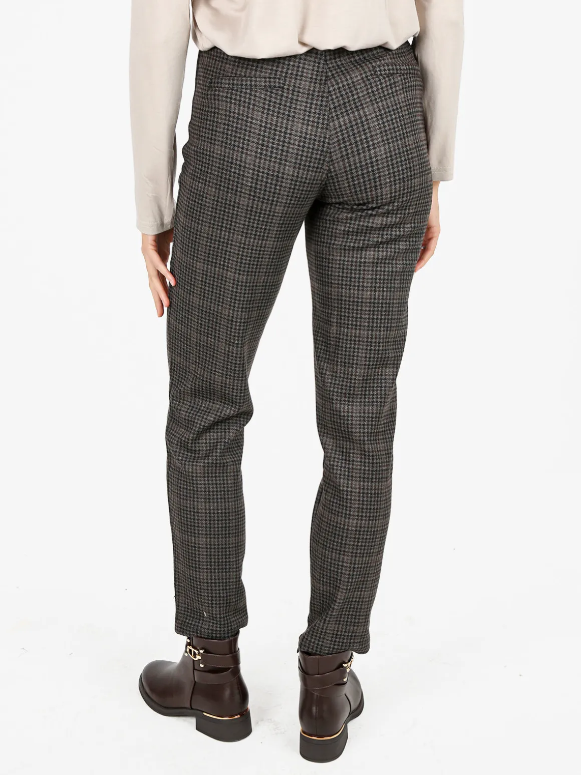 Gladys Leggings donna pied de poule con interno in pile - marrone