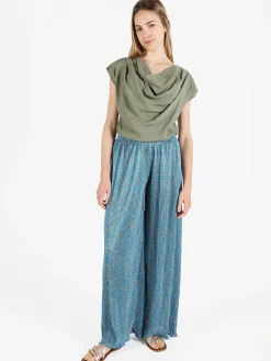 Gladys Pantaloni da donna a gamba larga plissettati