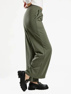 Gladys Pantaloni donna a gamba larga con interno in pile - oliva