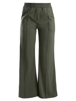 Gladys Pantaloni donna a gamba larga con interno in pile - oliva