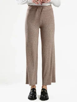 Gladys Pantaloni donna a gamba larga con coulisse - cammello