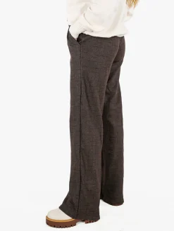Gladys Pantaloni donna a gamba larga con interno in pile - marrone