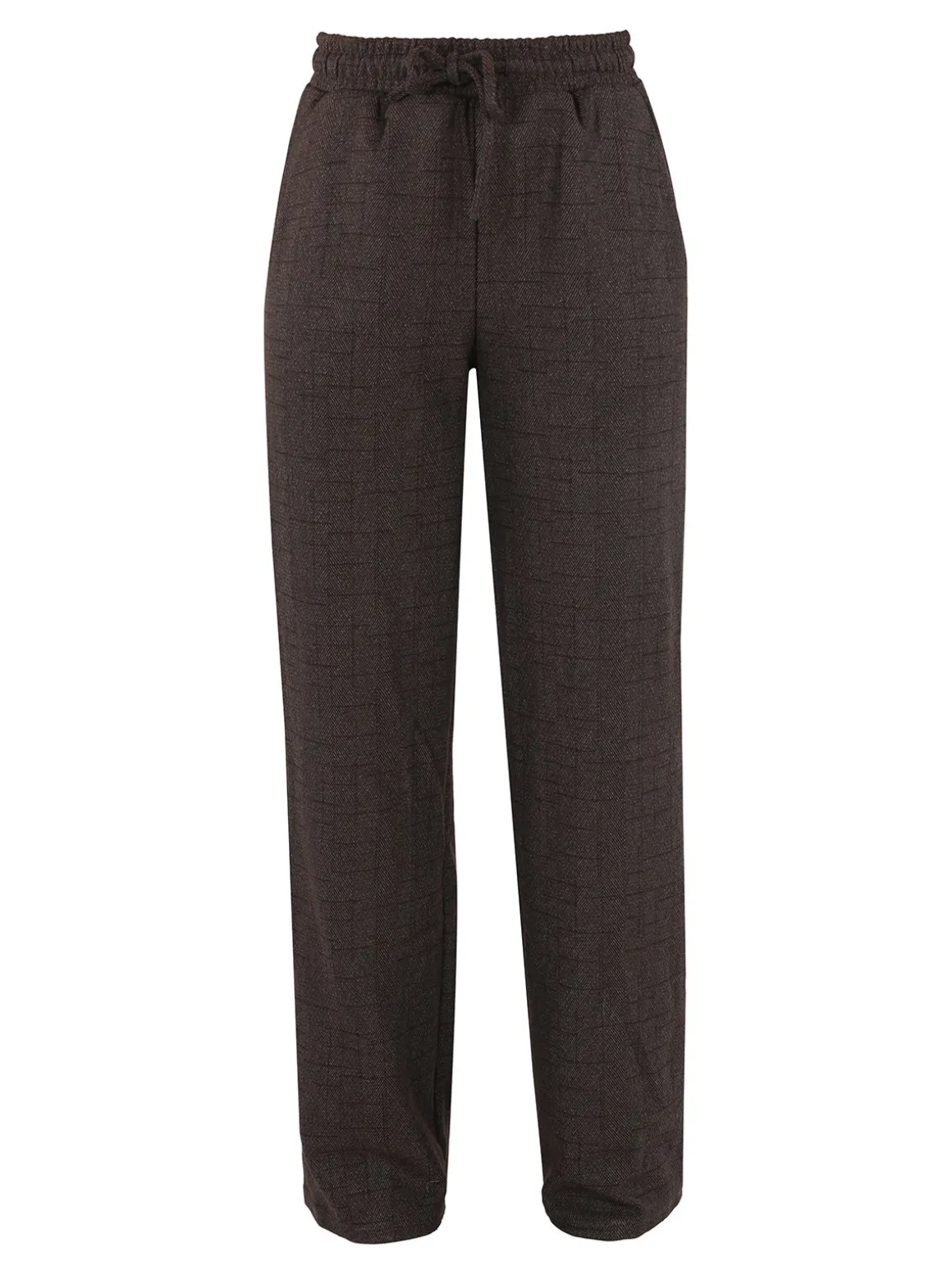 Gladys Pantaloni donna a gamba larga con interno in pile - marrone