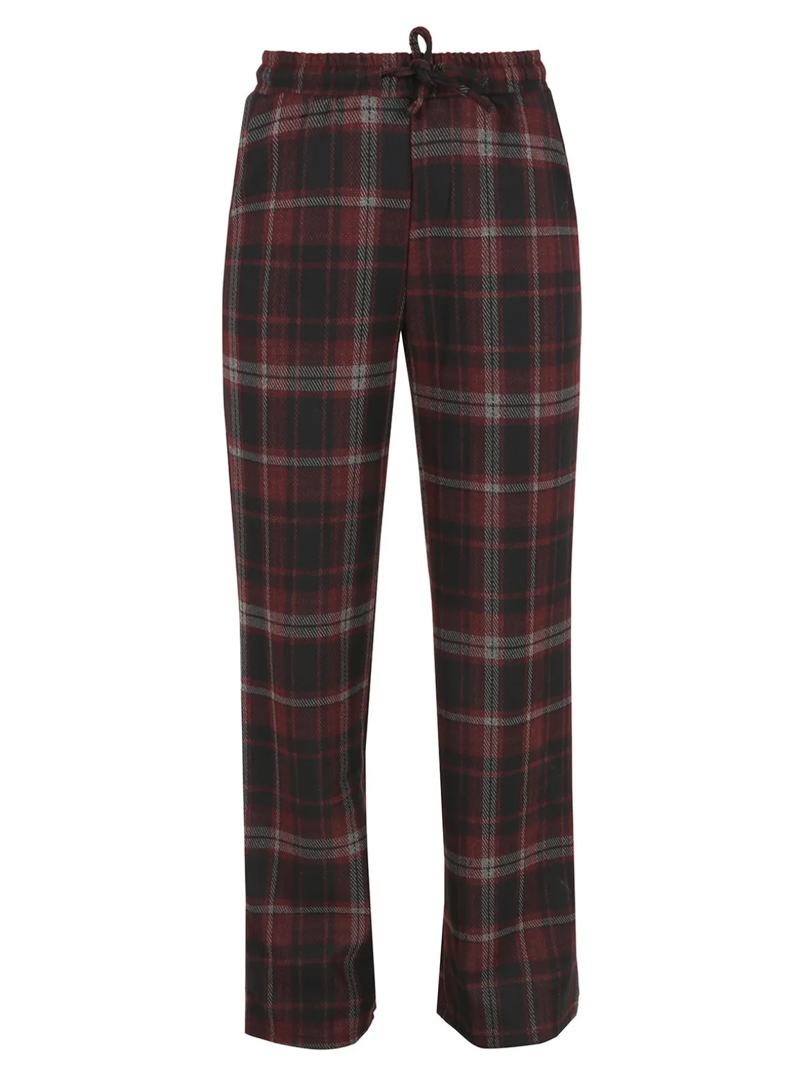Gladys Pantaloni donna a quadri con gamba larga e interno in pile - bordeaux
