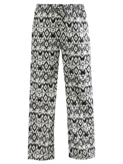 Gladys Pantaloni donna in cotone a gamba larga con coulisse e stampe - multicolore