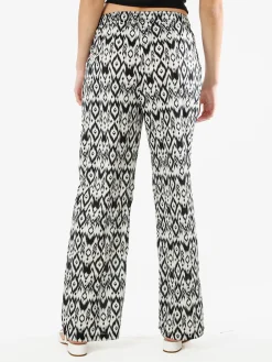 Gladys Pantaloni donna in cotone a gamba larga con coulisse e stampe - multicolore