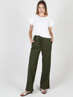 Gladys Pantaloni donna in tessuto tecnico a gamba larga