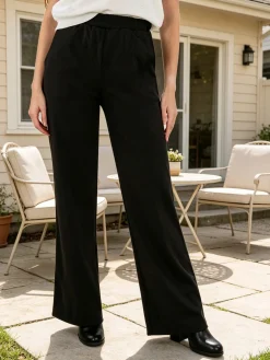 Gladys Pantaloni morbidi da donna a gamba larga - nero