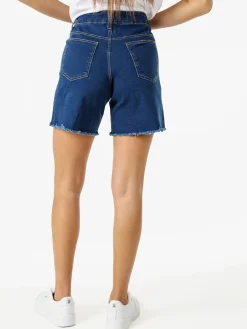 Gladys Shorts donna in jeans con finale sfrangiato - blu