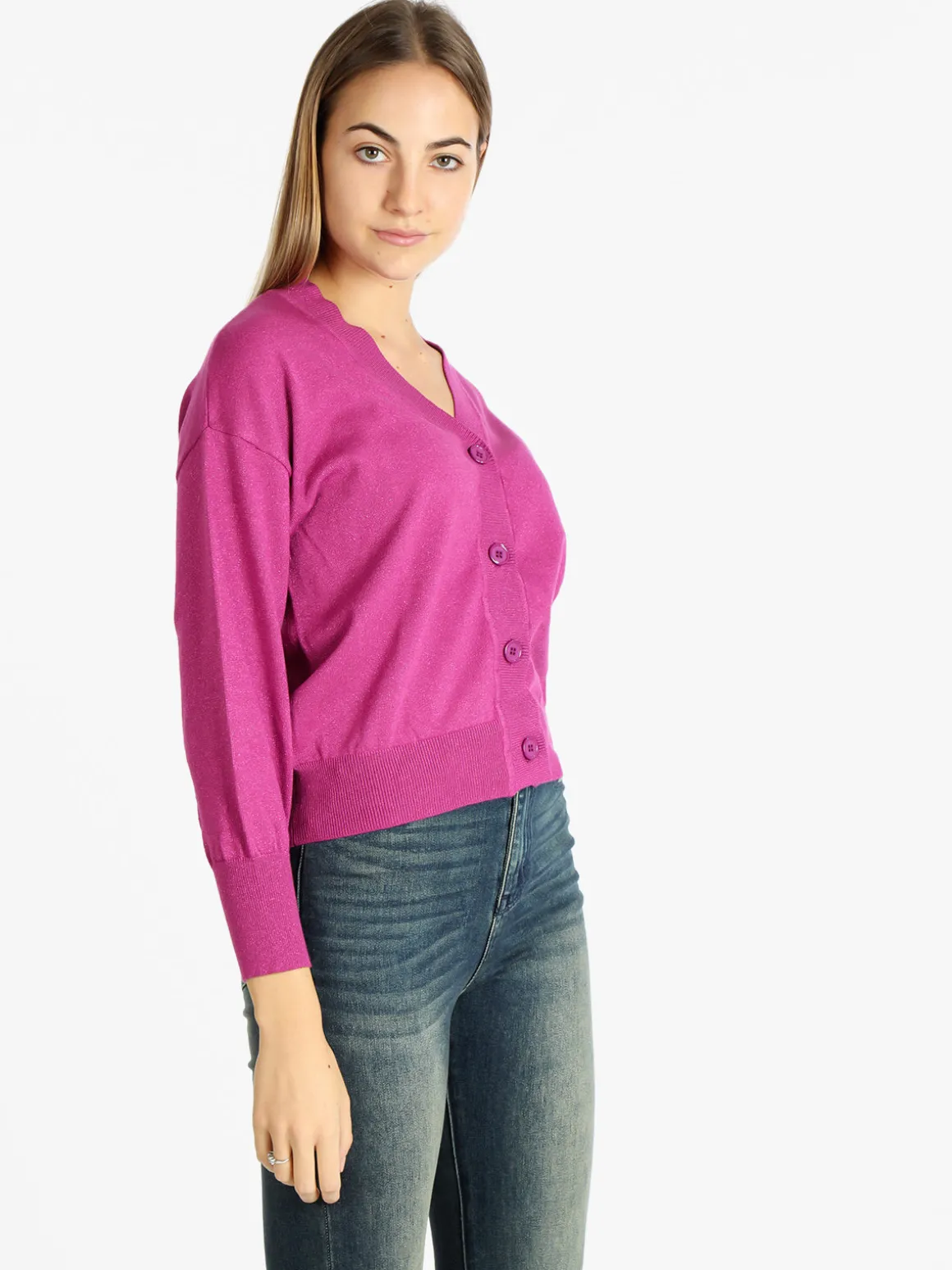 Griffai Cardigan donna oversize lurex con bottoni