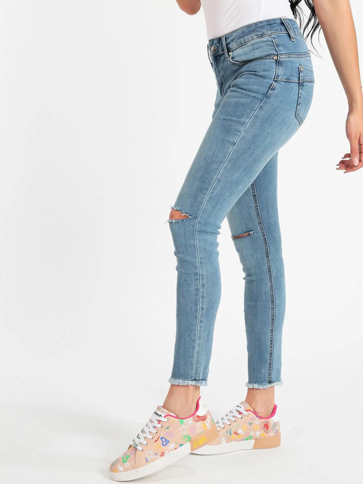 Griffai Jeans donna skinny con strappi