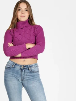 Griffai Maglione cropped donna a dolcevita