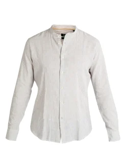 Guy Camicia alla coreana da uomo misto lino