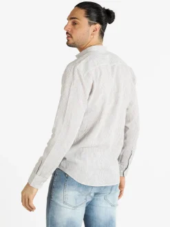 Guy Camicia alla coreana da uomo misto lino