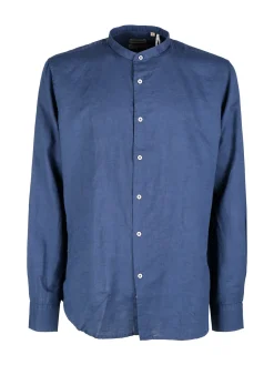 Guy Camicia da uomo alla coreana in misto lino