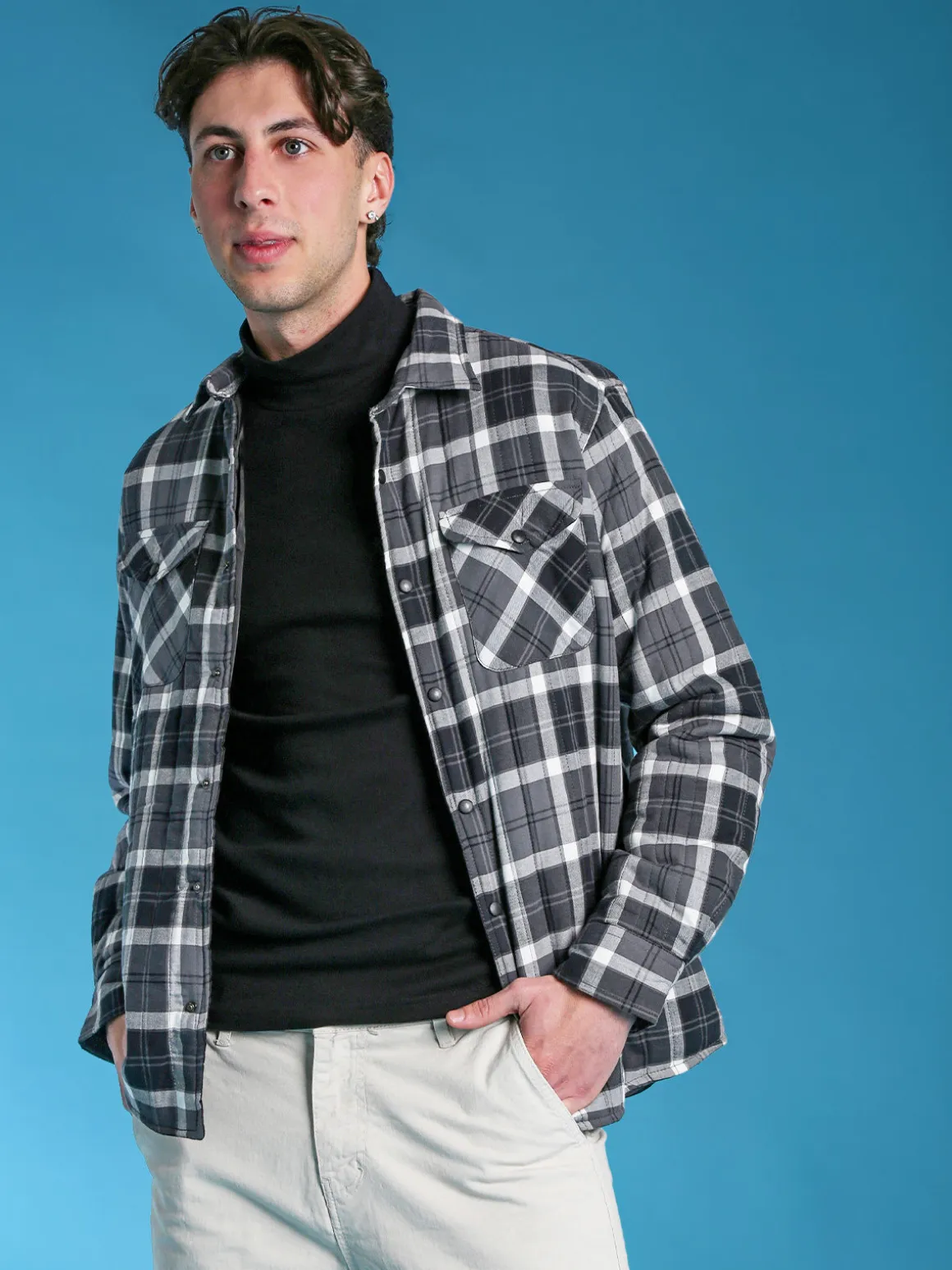 Guy Camicia da uomo imbottita a quadri