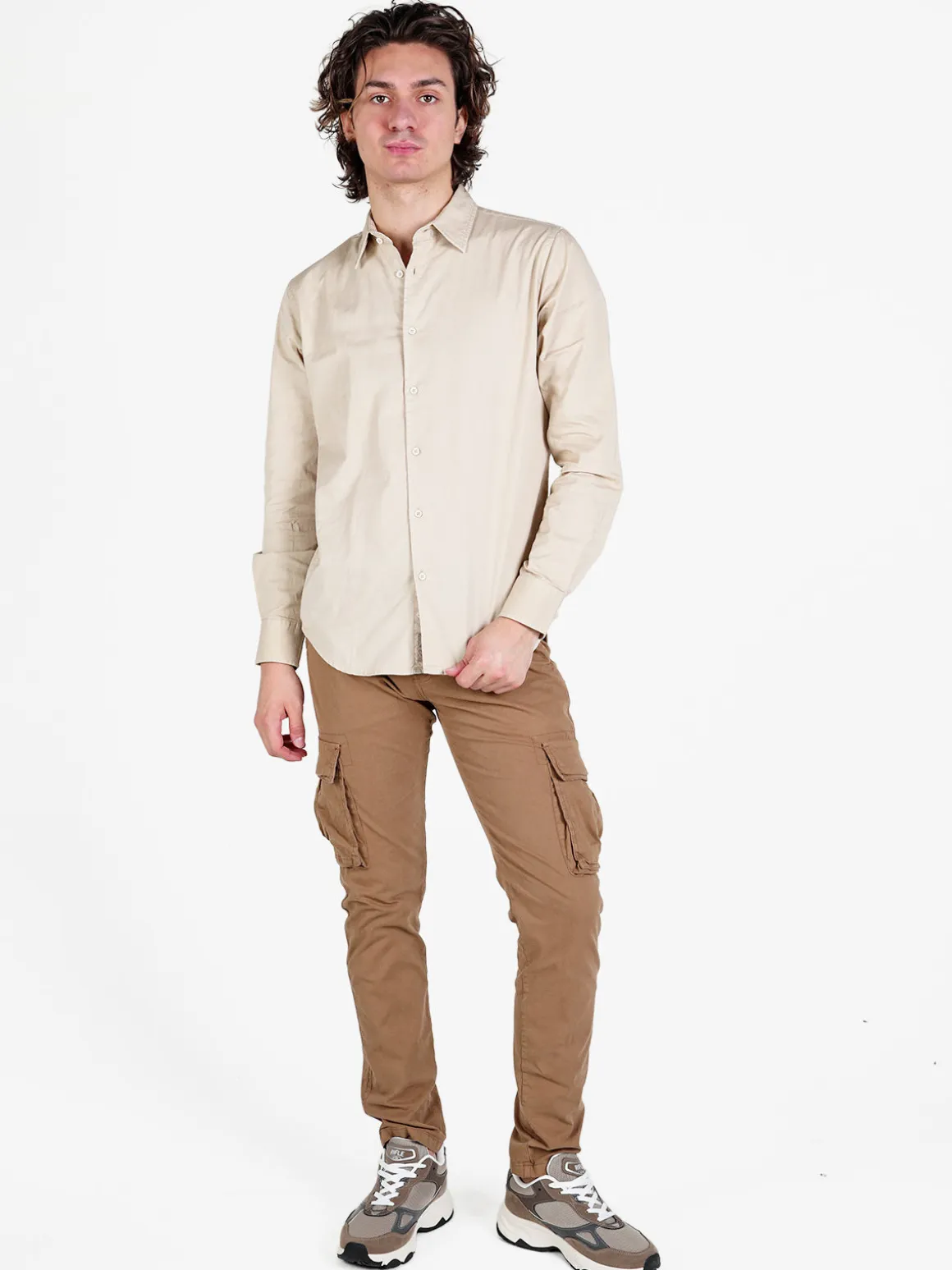 Guy Camicia da uomo in cotone a maniche lunghe