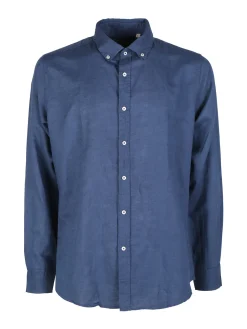 Guy Camicia da uomo in misto lino a maniche lunghe