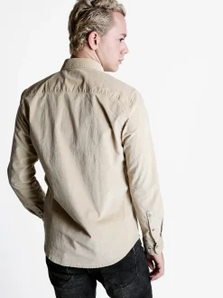 Guy Camicia da uomo in velluto a maniche lunghe