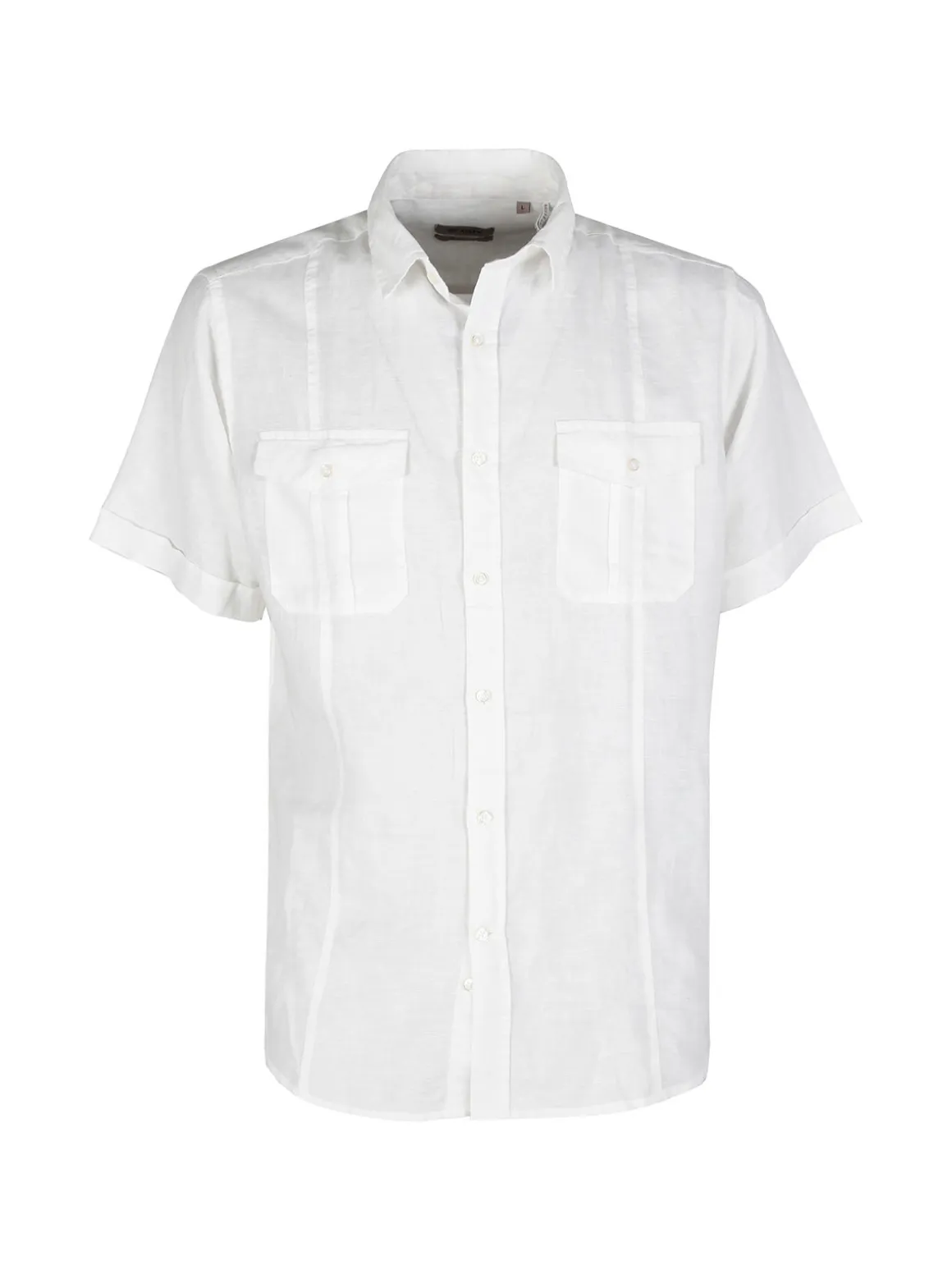 Guy Camicia da uomo misto lino a maniche corte