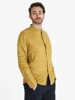 Guy Camicia in lino alla coreana da uomo