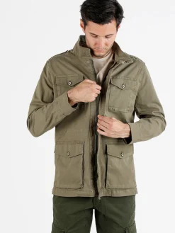Guy Giacca da uomo modello parka con bottoni e zip