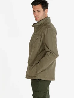 Guy Giacca da uomo modello parka con bottoni e zip