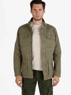 Guy Giacca da uomo modello parka con bottoni e zip
