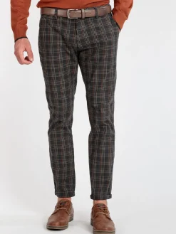 Guy Pantalone slim a quadri con risvolti