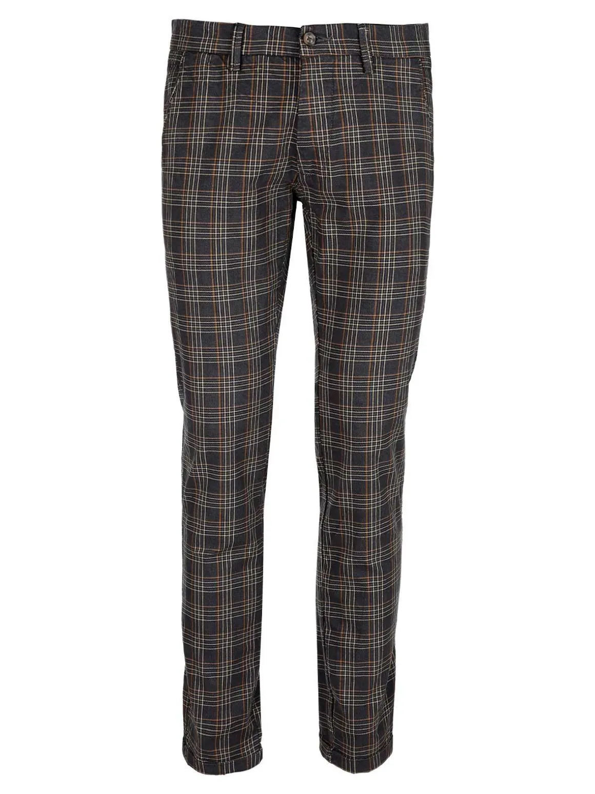 Guy Pantalone slim a quadri con risvolti