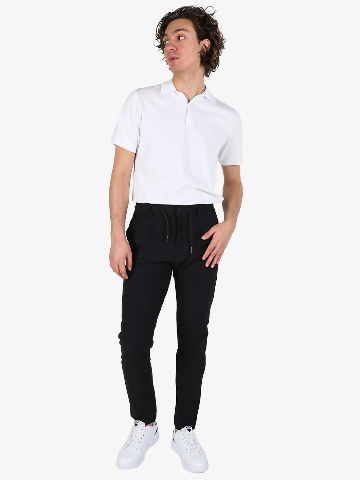 Guy Pantaloni casual da uomo in tessuto tecnico con coulisse