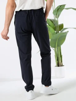 Guy Pantaloni casual da uomo in tessuto tecnico con coulisse - blu scuro
