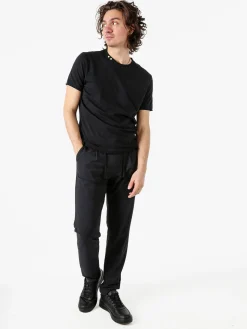 Guy Pantaloni casual da uomo in tessuto tecnico con coulisse - nero